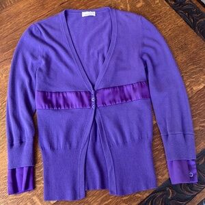 Pinko Italy V Neck Purple Fitted Cardigan Sz S